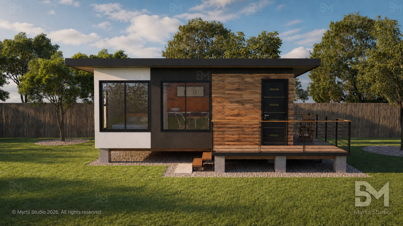 Plan d'une maison compacte en bois à une chambre